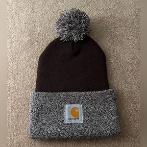Carharrt maroon pom pom beanie, new without tags, OSFA